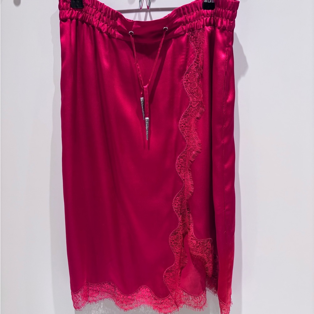 The kooples red silk Lace slip Skirt S like reformation